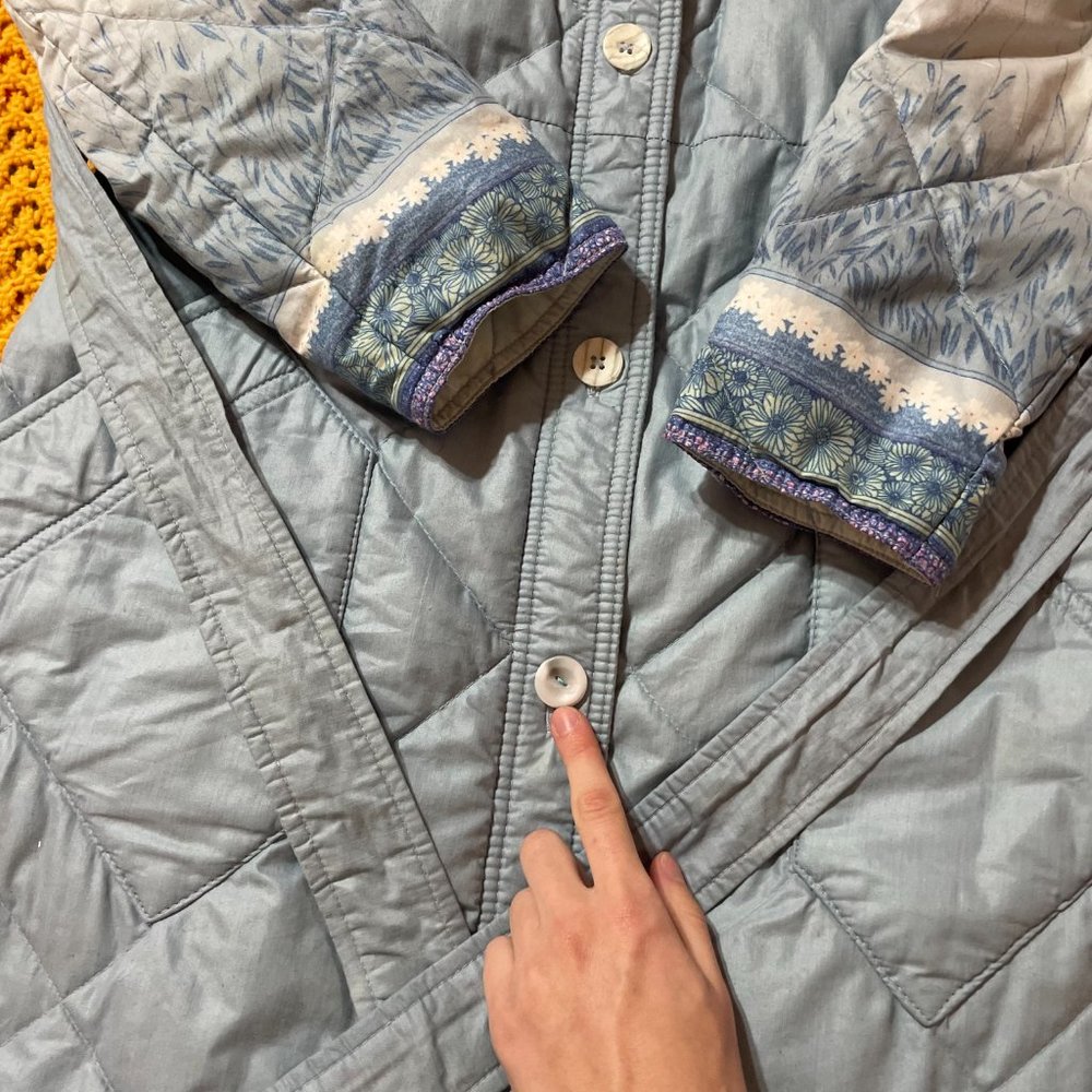 Vintage 70s Goose Downfilled Quilted Pastel blue floor length winter jacket! - Picture 14 of 15